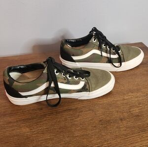 Vans Customs Woodland Camo Old Skool Sneaker Womens Size 7.5 Mens Size 6 Black L